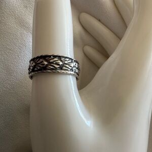 Vintage Leaves Band Ring ~Sterling Silver~ Hand Cast, size 7.5
